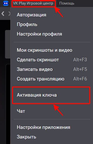 Введите ключ активации игры