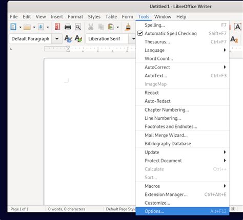 Включение проверки орфографии в LibreOffice