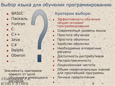 Выбор подходящих методов обучения программированию