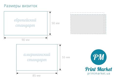 Выбор размера и ориентации визитки