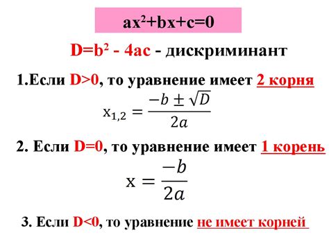 Вычисление дискриминанта по формуле