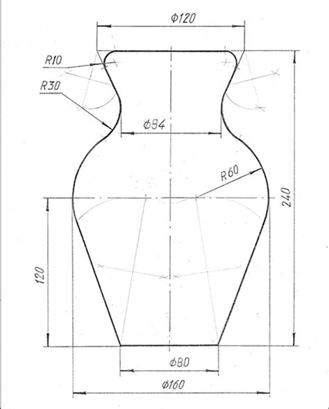 Готовый чертеж вазы