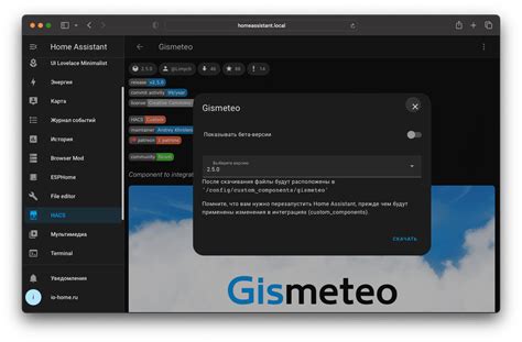 Добавление Gismeteo в Home Assistant