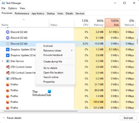 Завершите процесс Discord в Task Manager