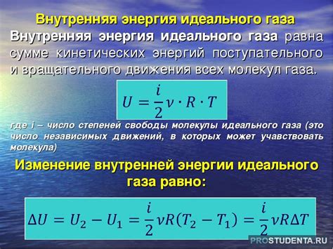 Изменение внутренней энергии идеального газа