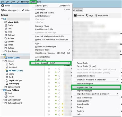 Импорт файла mbox Gmail в почтовый клиент