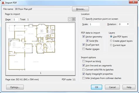 Импорт PDF в AutoCAD 2016