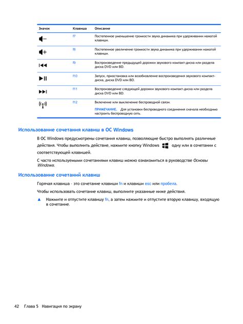 Использование клавиш сочетаний