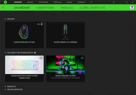 Использование программного обеспечения Razer Synapse