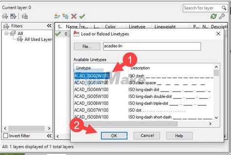 Использование таблицы линий для настройки пунктирных линий в AutoCAD