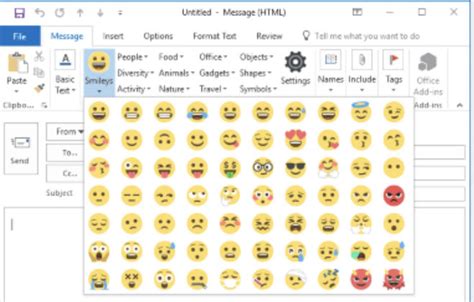 Как использовать смайлики в Outlook