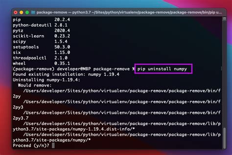 Как использовать pip uninstall для удаления пакетов
