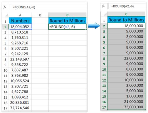 Как округлить вниз с помощью ROUNDDOWN