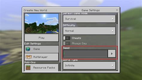 Как создать сид в Minecraft