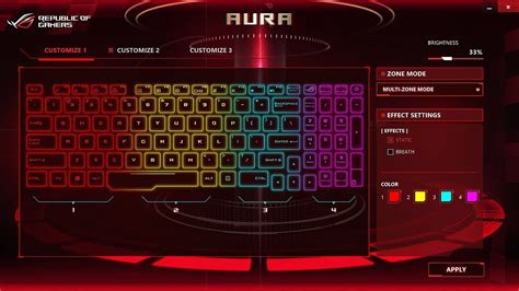 Настройка клавиатуры на ноутбуке Asus Rog Strix