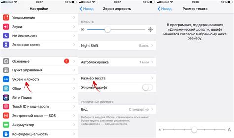 Настройка шрифта в настройках iOS