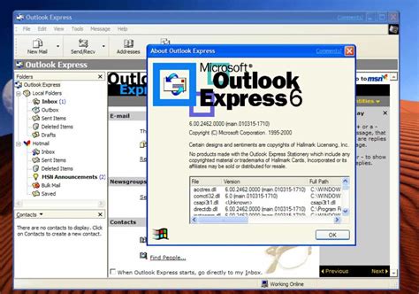 Начало установки Outlook Express