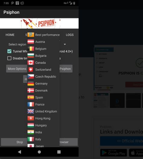 Описание работы и функций Psiphon Pro