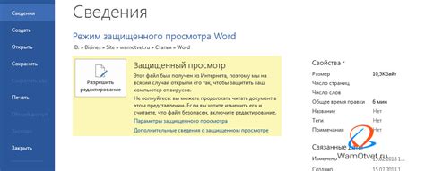 Определение защищенного просмотра в Word