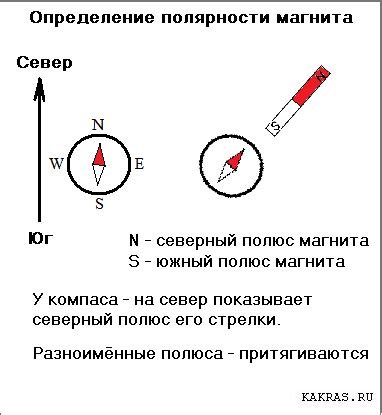 Определение севера с помощью магнита