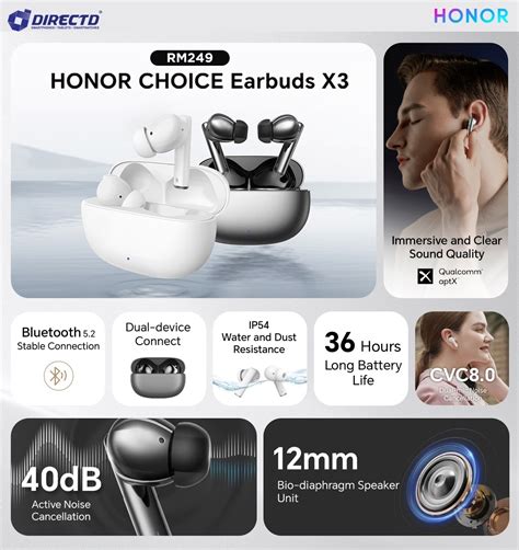 Основные преимущества Honor Choice Earbuds X3