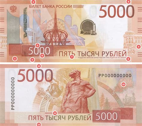 Основные признаки подделки 5000 рублей