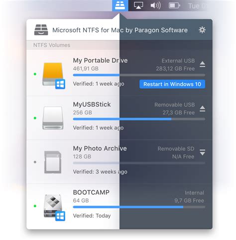 Основные функции Paragon NTFS для Mac