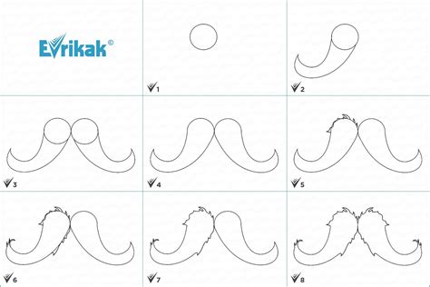 Основные шаги рисования усов