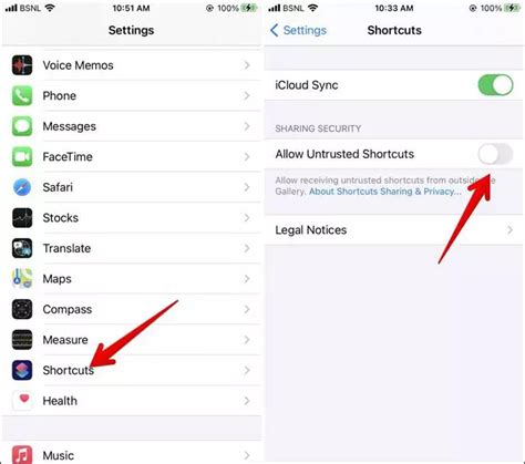 Откройте приложение "Shortcuts"