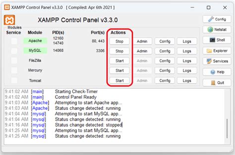 Открываем XAMPP Control Panel