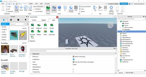 Открытие проекта в Roblox Studio