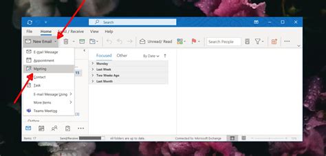 Открыть Outlook и создать новое сообщение