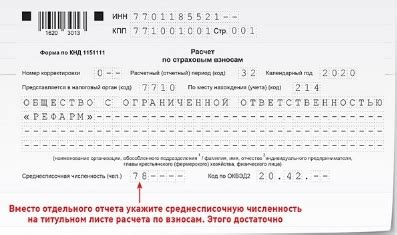 Отчет Расчета среднесписочной численности работников (РСВ)