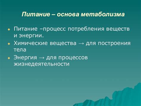 Питание - основа энергии