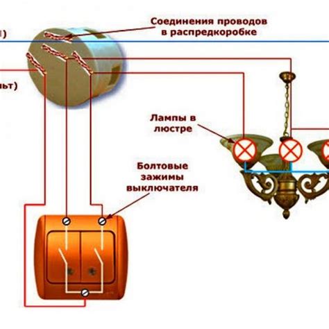 Подключение шестирожковой люстры к двухклавишному выключателю