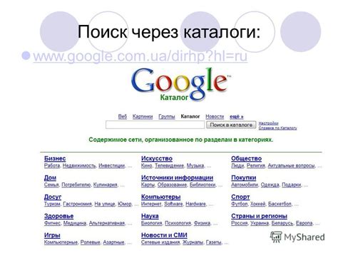 Поиск через онлайн-каталоги и директории