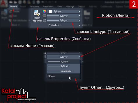 Применение команды "Linetype" в AutoCAD