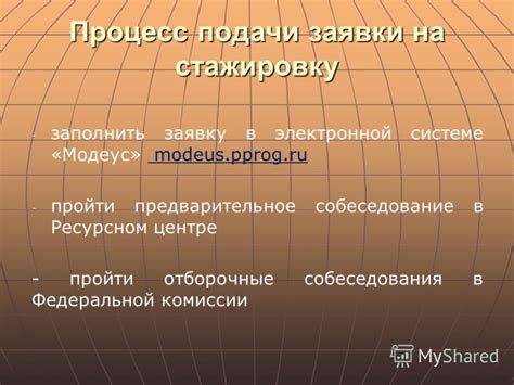 Процесс подачи заявки на стажировку