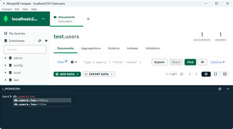 Работа с MongoDB Compass