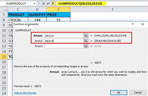 Раздел 2: Как использовать SUMPRODUCT для умножения сумм в Excel?