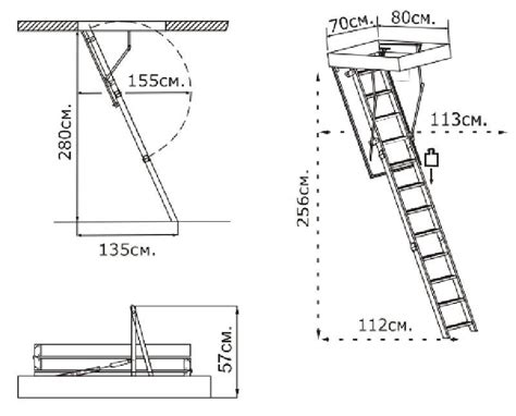 Размеры и расположение люка с лестницей