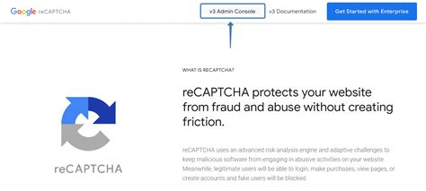 Создание аккаунта на сервисе "reCAPTCHA"