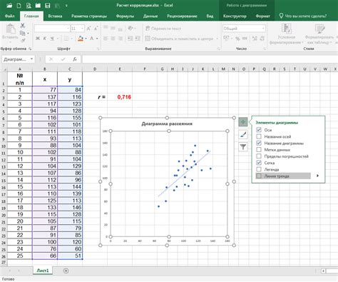 Создание графика рассеяния в Excel