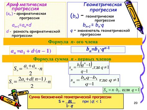 Соотношение геометрической прогрессии