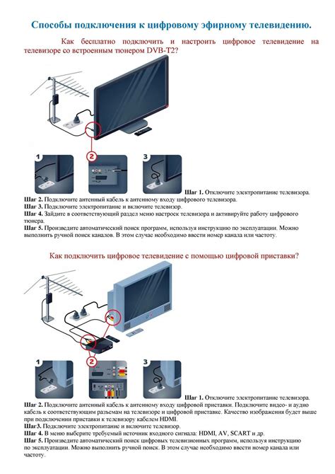 Способы подключения телевизора к цифровому телевидению: