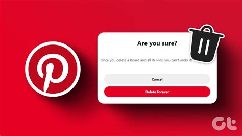 Удаление доски в Pinterest