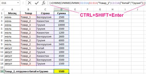 Формула SUM с условием для суммирования определенных значений