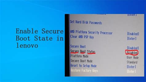 Шаги по включению Secure Boot в BIOS Lenovo