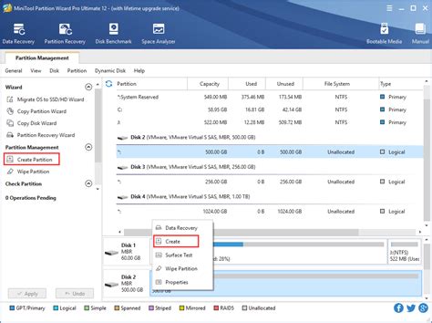 Шаги по увеличению раздела EFI с помощью Minitool Partition Wizard