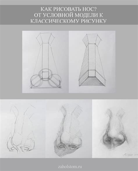 Этапы создания рисунка носа